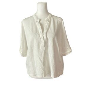 Majestic Filatures Taille 2 Small Deluxe Teeshirt Linen Cotton Top Vneck